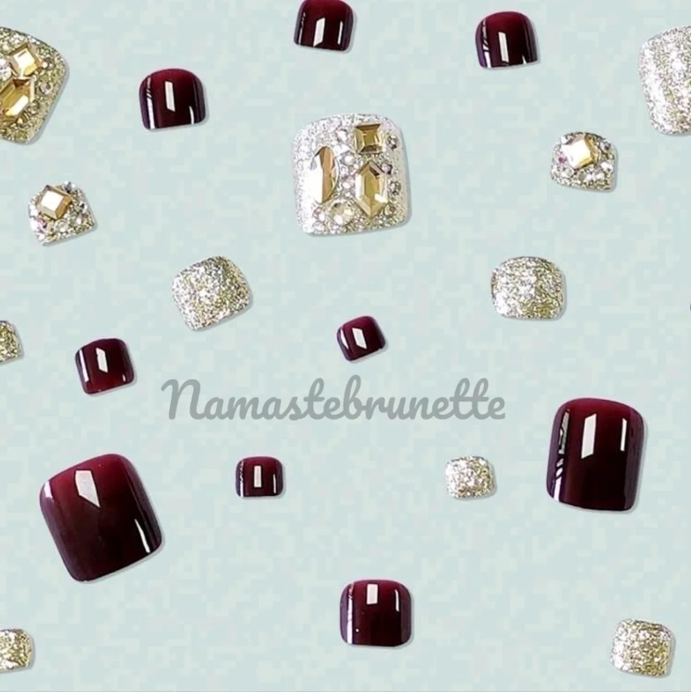 2/$16 3D Rhinestone & Glitter Press on Toenails